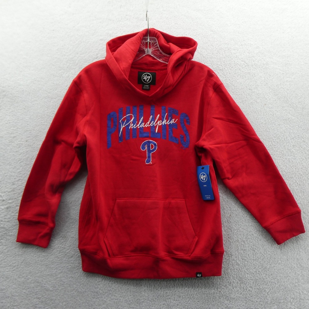47 Hoodie Kids Large Philadelphia Phillies Red Long Sleeve Pullover Sweatshirt